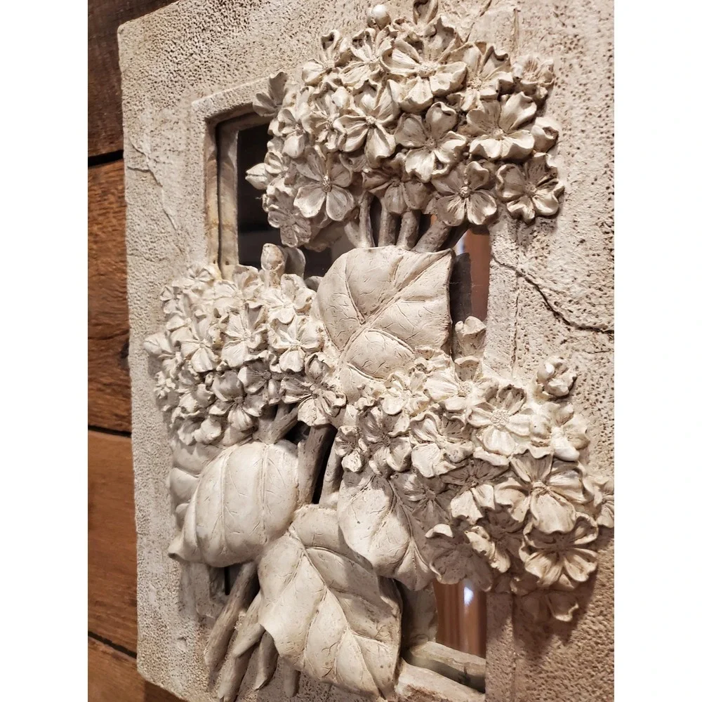 Vintage 3D Floral Mirror Wall Plaque Hydrangea 16